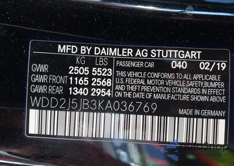 2019 Mercedes-Benz Cls 450 z USA, uszkodzony, nr VIN WDD2J5JB3KA036769